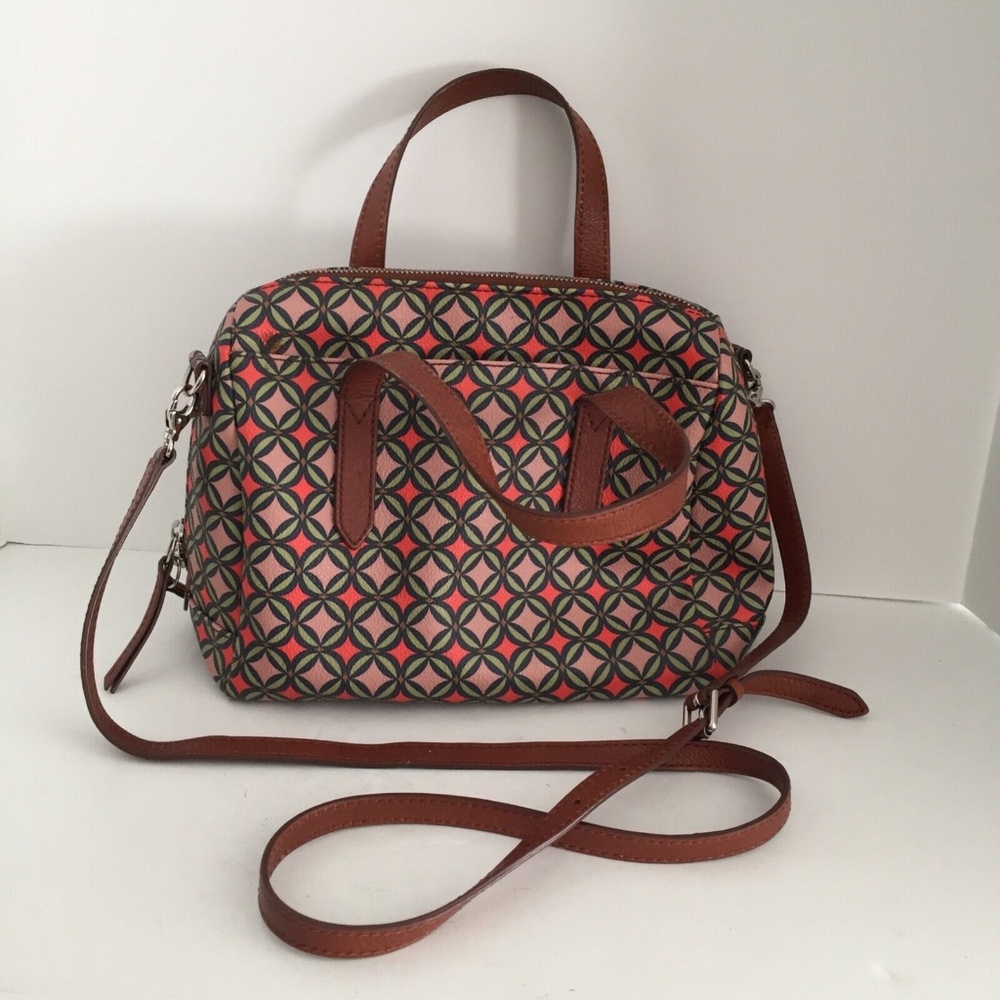 Fossil Sydney Purse Handbag Crossbody Satchel Colorful Geometric